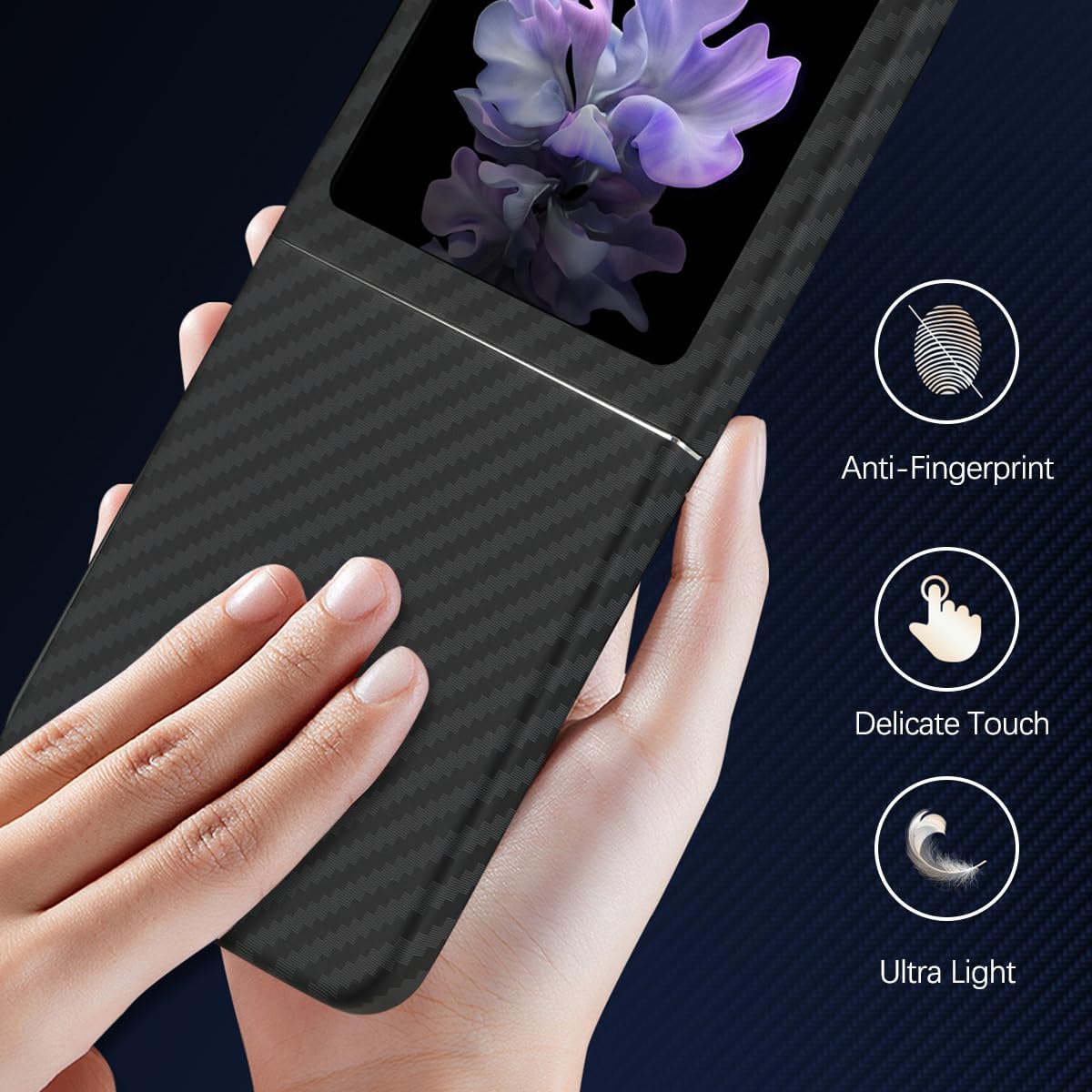 Piblue Samsung Z Flip 5 Carbon Case | Black Piblue Samsung Z Flip 5 Carbon Case | Black